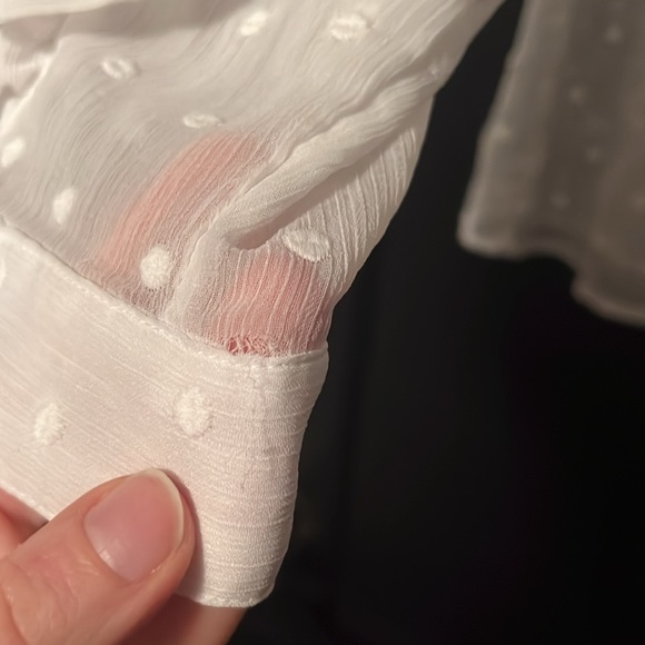 Express ruffle sleeve blouse with polka dots - Picture 3 of 5